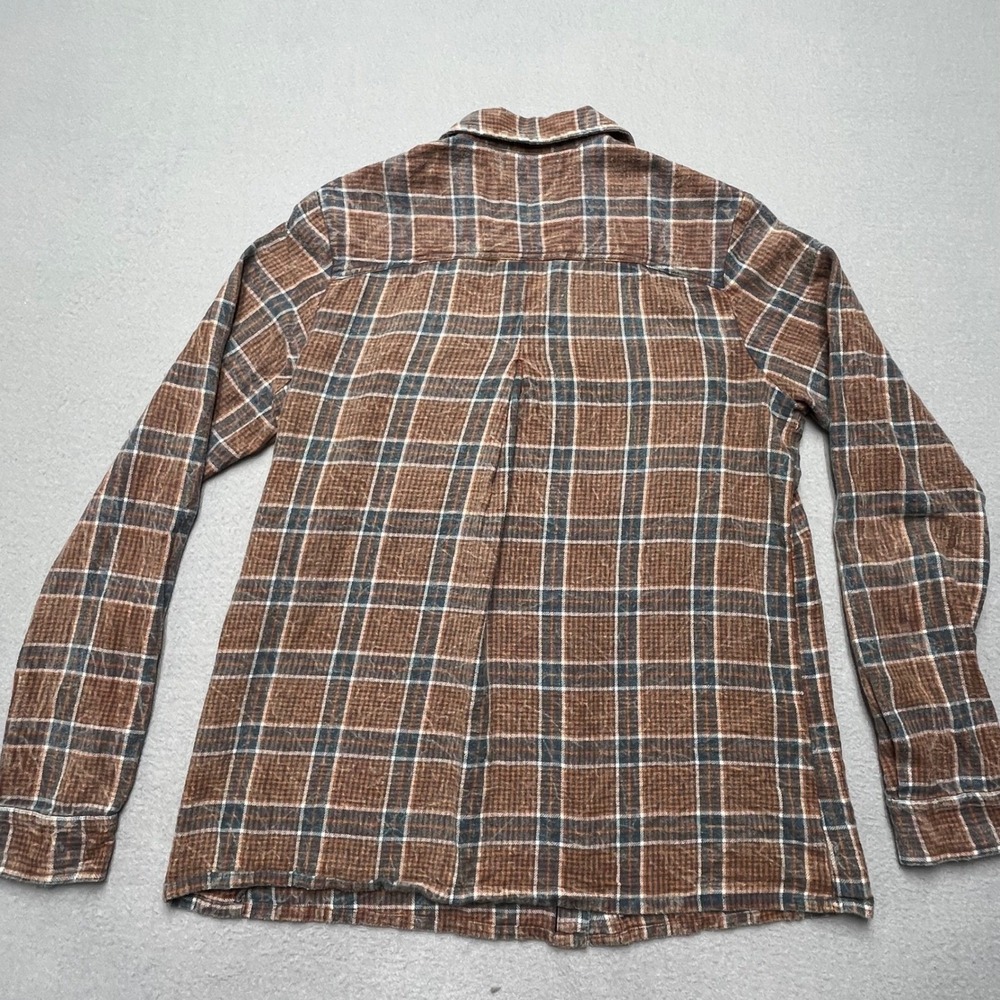 RVCA Women Plaid Flannel Shirt Long Sleeve Button Down Orange gray White Size S - Picture 4 of 8